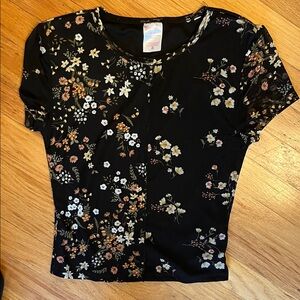 No Boundaries Black Floral Kids Top